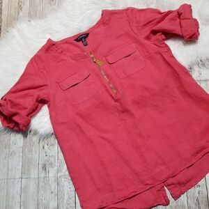 Ellen Tracy pink/red 2 pocket top